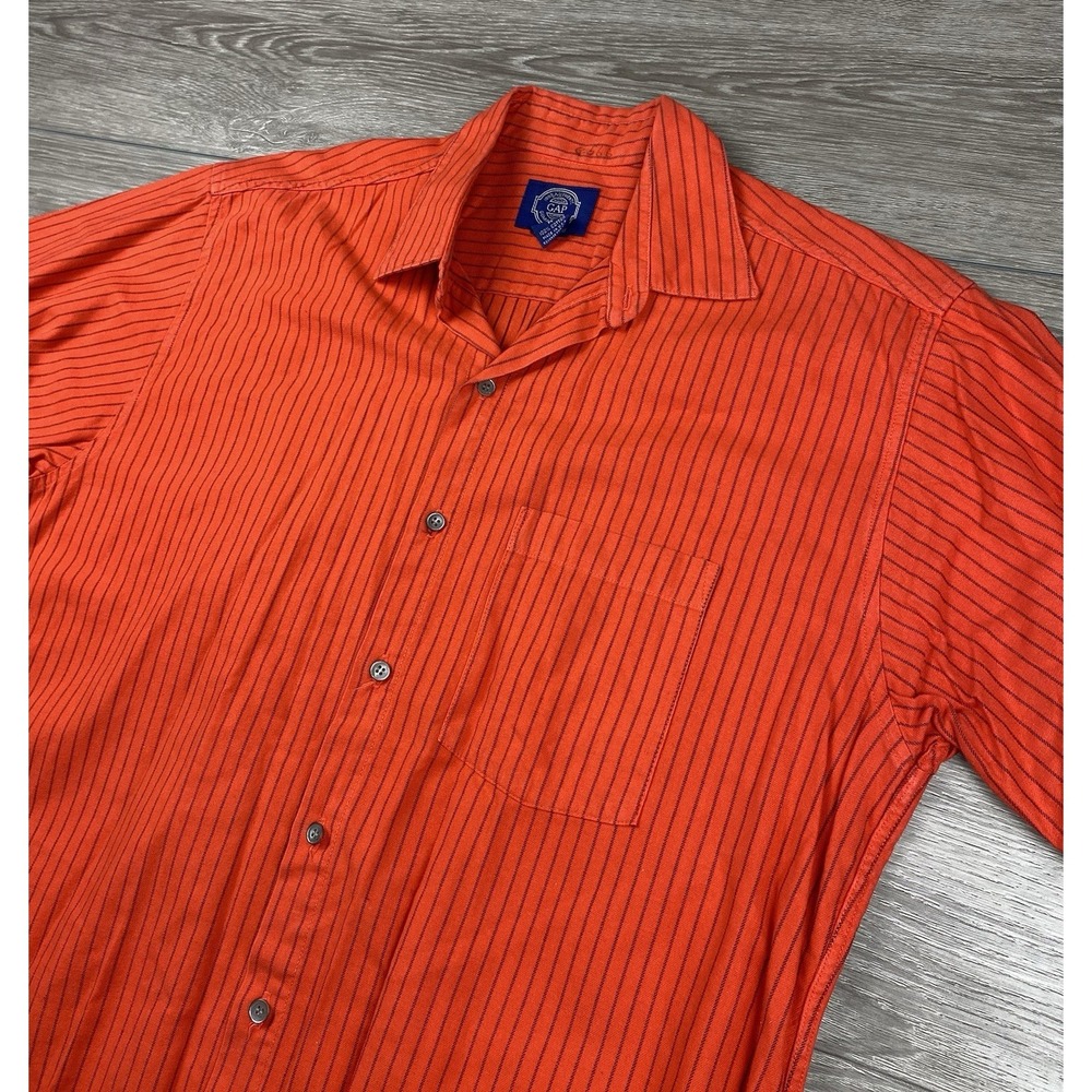 Gap Men's Vintage Short Sleeve Striped Button Up Shirt Red Size Medium